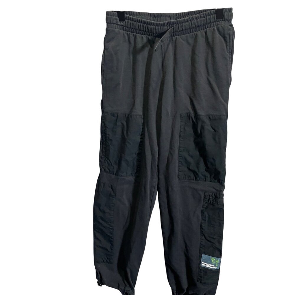 Zara Boys 13-14 Black Utility Jogger Pants Elastic Waist Drawstring